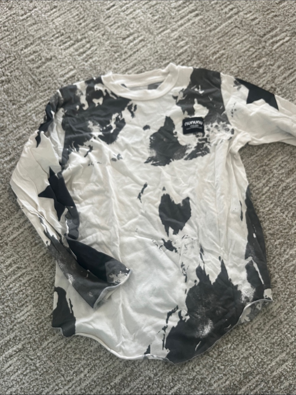 nununu Black & White Tie-Dye Long Sleeve Tee